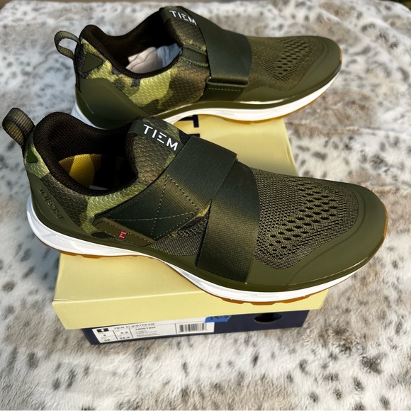 NIB TIEM Slipstream Green Camo Cycling Shoes SPD Pedals sz 8 / 39 - Picture 3 of 13